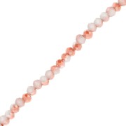 Perla a disco sfaccettate - rotonde appiattite 3,5x3 mm - Bianco - Dorato x30 cm