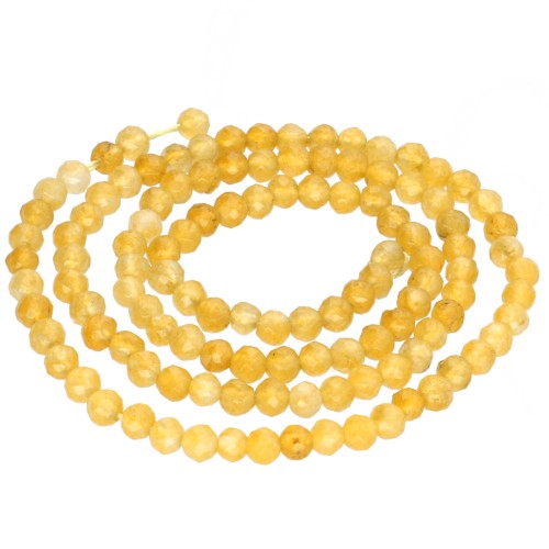 Perla rotonda sfaccettata da 3,5 mm in agata pietra semipreziosa - Giallo variegato x 36 cm