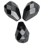Perla a forma di pera sfaccettate 10x7 mm - Jet Hematite x20