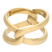 Anello con 2 anelli intrecciati - Misura 54 - Acciaio inossidabile 304 Dorato x1