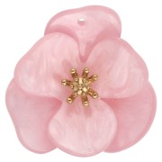 Pendenti a forma di fiore in rilievo da 30 mm in acrilico, acciaio inossidabile Dorato, rosa chiaro marmorizzato x2