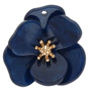 Pendenti a forma di fiore in rilievo da 30 mm in acrilico - Acciaio inossidabile Dorato con effetto marmorizzato blu reale x2