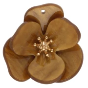 Pendenti a forma di fiore in rilievo da 30 mm in acrilico - Acciaio inossidabile Dorato color senape marmorizzato x2