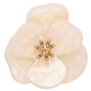 Beige - Pendenti a forma di fiore in rilievo da 30 mm in acrilico - Acciaio inossidabile Dorato - Beige marmorizzato x2 Pendenti a forma di fiore in rilievo da 30 mm in acrilico - Acciaio inossidabile Dorato - Beige marmorizzato x2