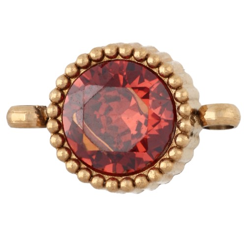 Distanziatore rotondo da 8 mm con cabochon in vetro - Acciaio inossidabile 304 Dorato - Hyacinth x1