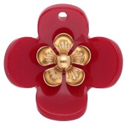 Rosso - Pendenti a forma di fiore da 26 mm in acrilico - Acciaio inossidabile dorato - Rosso x2 Pendenti a forma di fiore da 26 mm in acrilico - Acciaio inossidabile dorato - Rosso x2