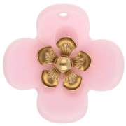 Rosa chiaro - Pendenti a forma di fiore da 26 mm in acrilico - Acciaio inossidabile dorato - Rosa chiaro x2 Pendenti a forma di fiore da 26 mm in acrilico - Acciaio inossidabile dorato - Rosa chiaro x2