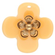 Safran - Pendenti a forma di fiore da 26 mm in acrilico - Acciaio inossidabile Dorato - Zafferano x2 Pendenti a forma di fiore da 26 mm in acrilico - Acciaio inossidabile Dorato - Zafferano x2