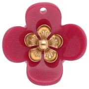 lampone - Pendenti a forma di fiore da 26 mm in acrilico - Acciaio inossidabile dorato - Lampone x2 Pendenti a forma di fiore da 26 mm in acrilico - Acciaio inossidabile dorato - Lampone x2