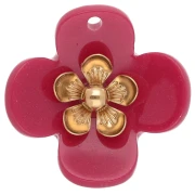 Pendenti a forma di fiore da 26 mm in acrilico - Acciaio inossidabile dorato - Lampone x2