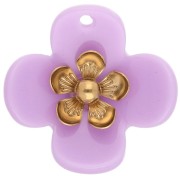 lilla - Pendenti a forma di fiore da 26 mm in acrilico - Acciaio inossidabile Dorato - Lilla x2 Pendenti a forma di fiore da 26 mm in acrilico - Acciaio inossidabile Dorato - Lilla x2