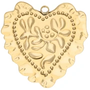Pendente a forma di cuore 40x38 mm con effetto metallo sbalzato - Acciaio inossidabile 304 x1