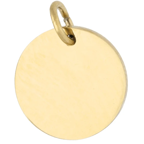 Ciondolo rotondo liscio da incidere, 12 mm, con anello aperto - Acciaio inossidabile 316L Dorato x1