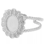 Anello a forma di fiore con effetto intrecciato, regolabile dalla misura T52 alla T58, con cabochon 8x6 mm - Acciaio inossidabile 304 x1