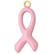 Ciondolo a nastro di sensibilizzazione 14x6 mm in resina epossidica, acciaio inossidabile 316L Dorato - Rosa chiaro