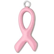 Ciondolo a nastro di sensibilizzazione 14x6 mm in resina epossidica - Acciaio inossidabile 316L - Rosa chiaro x1