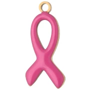 Ciondolo a nastro di sensibilizzazione 14x6 mm in resina epossidica - Acciaio inossidabile 316L Dorato - Fucsia