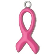 Ciondolo a nastro di sensibilizzazione 14x6 mm in resina epossidica - Acciaio inossidabile 316L - Fucsia x1