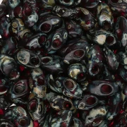 Magatama lungo Miyuki 4x7 mm LMA-4504 - Trasparente Ruby Picasso x10g