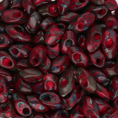 Magatama lungo Miyuki 4x7 mm LMA-4513 - Rosso opaco Picasso x10g