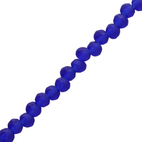 Perla a disco sfaccettate - rotonde appiattite - 3,5x3 mm Blu scuro satinato x 31 cm