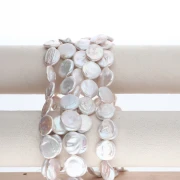 Perla d'acqua dolce irregolare - dischetto rotondo da 18 mm - Grado AA+ Bianco x1