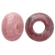Perla rotonda con foro largo - "donuts" da 14 mm in imitazione di pietra semipreziosa - Strawberry Quartz x1|raw }}
