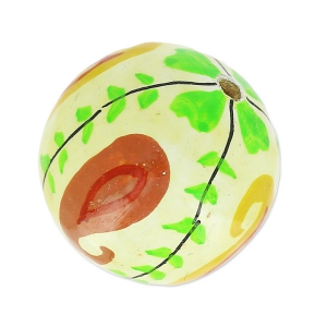 Perla tonda in legno mm. 19 Cream/Verde x1