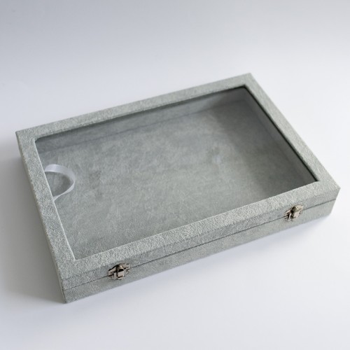 Espositore per gioielli 35x24x5 cm in imitazione velluto - Grigio x1