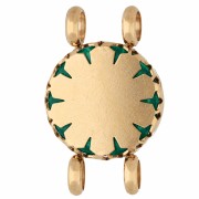 Distanziatore rotondo da 15 mm con motivo floreale - Acciaio inossidabile 304 Dorato - effetto malachite