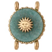 Distanziatore rotondo da 14 mm con motivo a sole - Acciaio inossidabile 304 Dorato - Amazonite