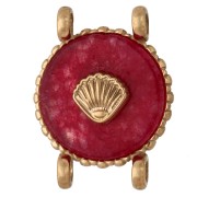 2.1mm - Distanziatore rotondo da 14 mm con motivo a conchiglia, acciaio inossidabile 304 Dorato - Agata rossa colorata Distanziatore rotondo da 14 mm con motivo a conchiglia, acciaio inossidabile 304 Dorato - Agata rossa colorata