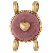 Distanziatore rotondo da 14 mm con motivo a cuore - Acciaio inossidabile 304 Dorato - Rodonite