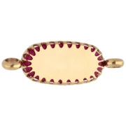 Distanziatore ovale 18x8 mm con motivo floreale - Acciaio inossidabile 304 Dorato - Giada rosa colorata