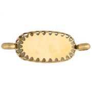 Distanziatore ovale 18x8 mm con motivo floreale - Acciaio inossidabile 304 Dorato - Giada oliva