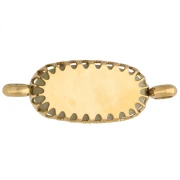 Distanziatore ovale 18x8 mm con motivo floreale - Acciaio inossidabile 304 Dorato - Giada oliva