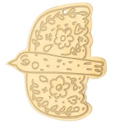Pendente a forma di uccello 35x31 mm - motivo floreale - Acciaio inossidabile 304 Dorato x1