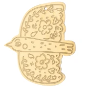 Pendente a forma di uccello 35x31 mm - motivo floreale - Acciaio inossidabile 304 Dorato x1