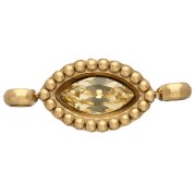 Distanziatore a navetta 15,5x6 mm con cabochon in cristallo - Acciaio inossidabile 304 Dorato - Giallo x1