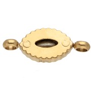 Distanziatore a navetta 15,5x6 mm con cabochon in cristallo - Acciaio inossidabile 304 Dorato - Giallo x1