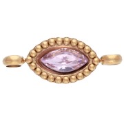 Distanziatore a navetta 15,5x6 mm con cabochon in cristallo - Acciaio inossidabile 304 Dorato - Rosa x1