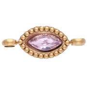 Distanziatore a navetta 15,5x6 mm con cabochon in cristallo - Acciaio inossidabile 304 Dorato - Rosa x1
