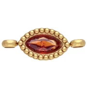 Distanziatore a navetta 15,5x6 mm con cabochon in cristallo - Acciaio inossidabile 304 Dorato - Hyacinth