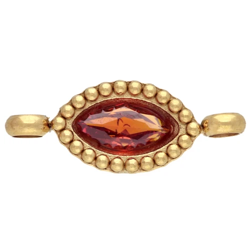 Distanziatore a navetta 15,5x6 mm con cabochon in cristallo - Acciaio inossidabile 304 Dorato - Hyacinth