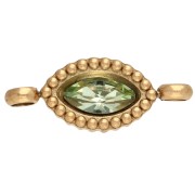 Distanziatore a navetta 15,5x6 mm con cabochon in cristallo - Acciaio inossidabile 304 Dorato - Verde chiaro
