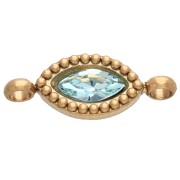 Distanziatore a navetta 15,5x6 mm con cabochon in cristallo - Acciaio inossidabile 304 Dorato - Azzurro