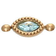 Distanziatore a navetta 15,5x6 mm con cabochon in cristallo - Acciaio inossidabile 304 Dorato - Azzurro