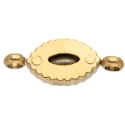 Distanziatore a navetta 15,5x6 mm con cabochon in cristallo - Acciaio inossidabile 304 Dorato - Azzurro