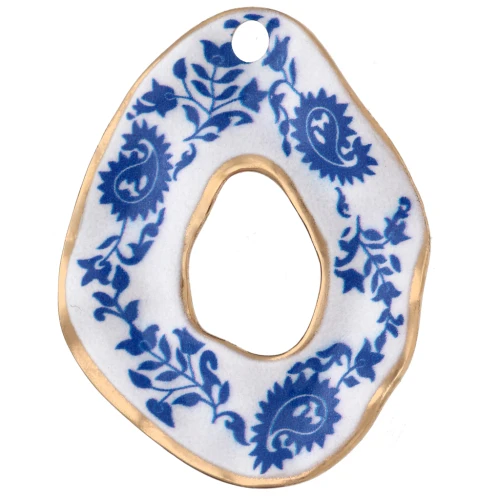 Pendenti a goccia irregolari 31x25 mm con stampa UV - Acciaio inossidabile 304 Dorato x2