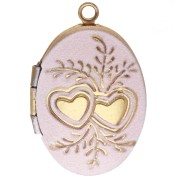 Pendente porta foto a forma di coppetta ovale 24x16 mm in resina epossidica - Acciaio inossidabile 304 Dorato - Rosa